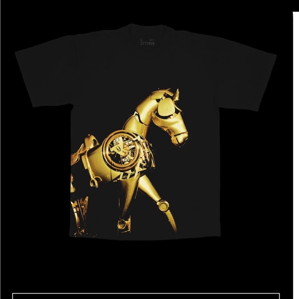 Black cowboy carter T-Shirt with Gold Horse Design